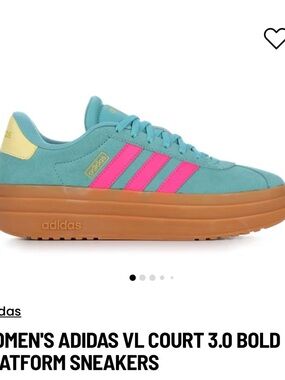 adidas Women's VL Court 3.0 Platform Sneakers - Turquoise/Pink/Tan